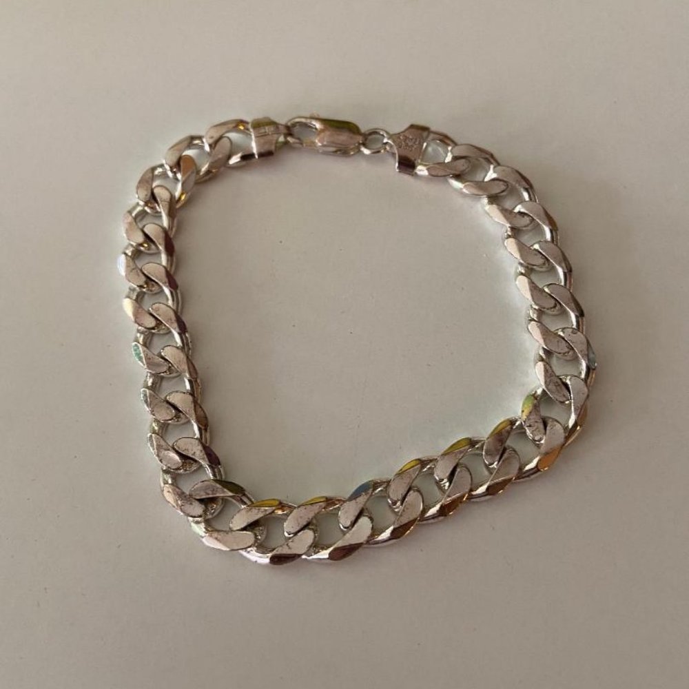 9" Cuban Link Chain Bracelet 925 Italy
